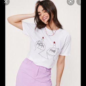Nasty Gal Middle Finger Graphic Tee